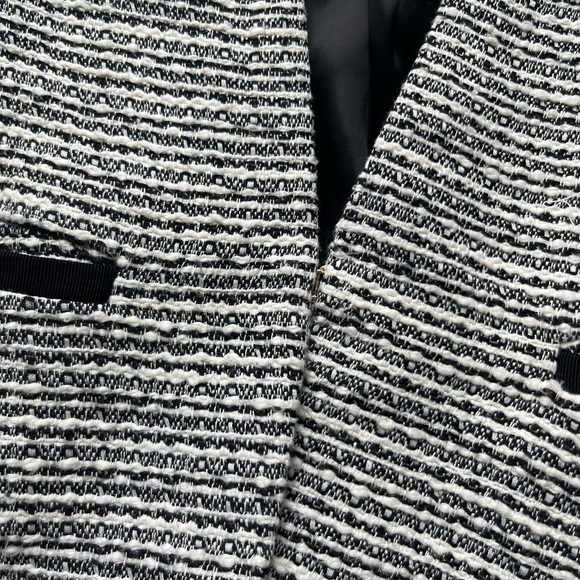 H&M Tweed Blazer Jacket Two Pockets Long Sleeves Black White Medium Large 10 - Picture 8 of 13